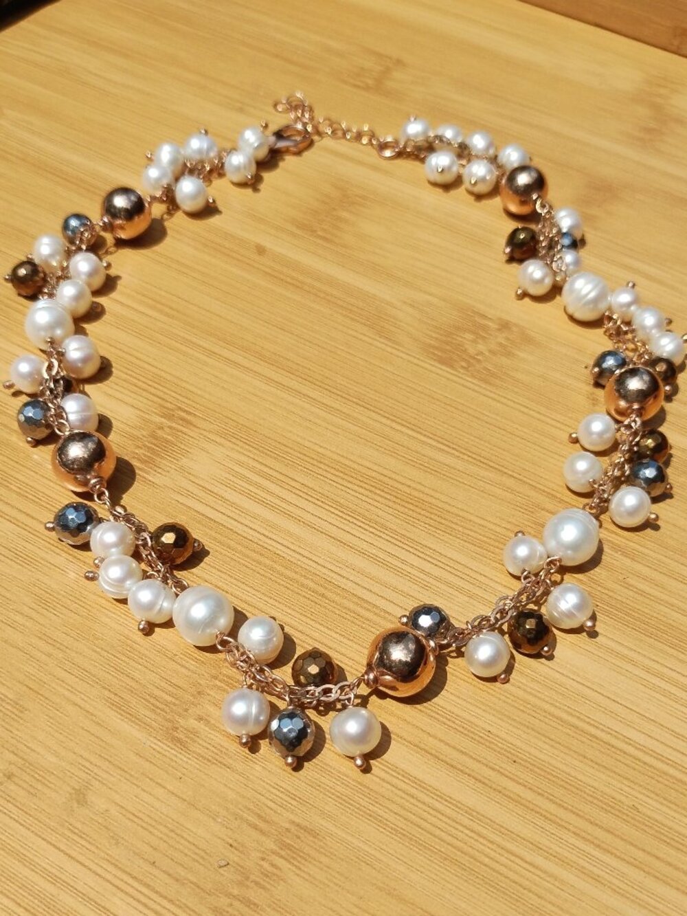 Honora bronze freshwater pearl cluster necklace 18-20 inches